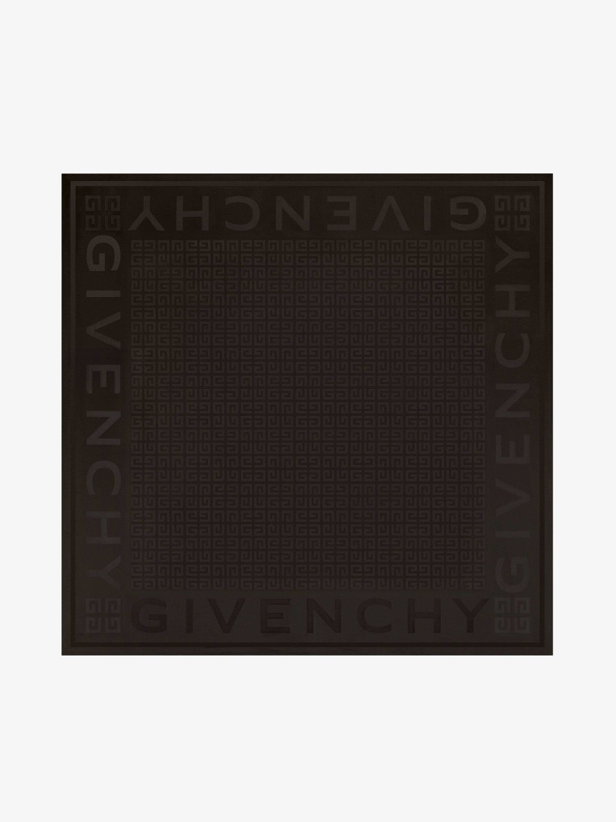 Donne Givenchy Sciarpe | Givenchy 4G Quadrato Grande In Seta Jacquard Nero