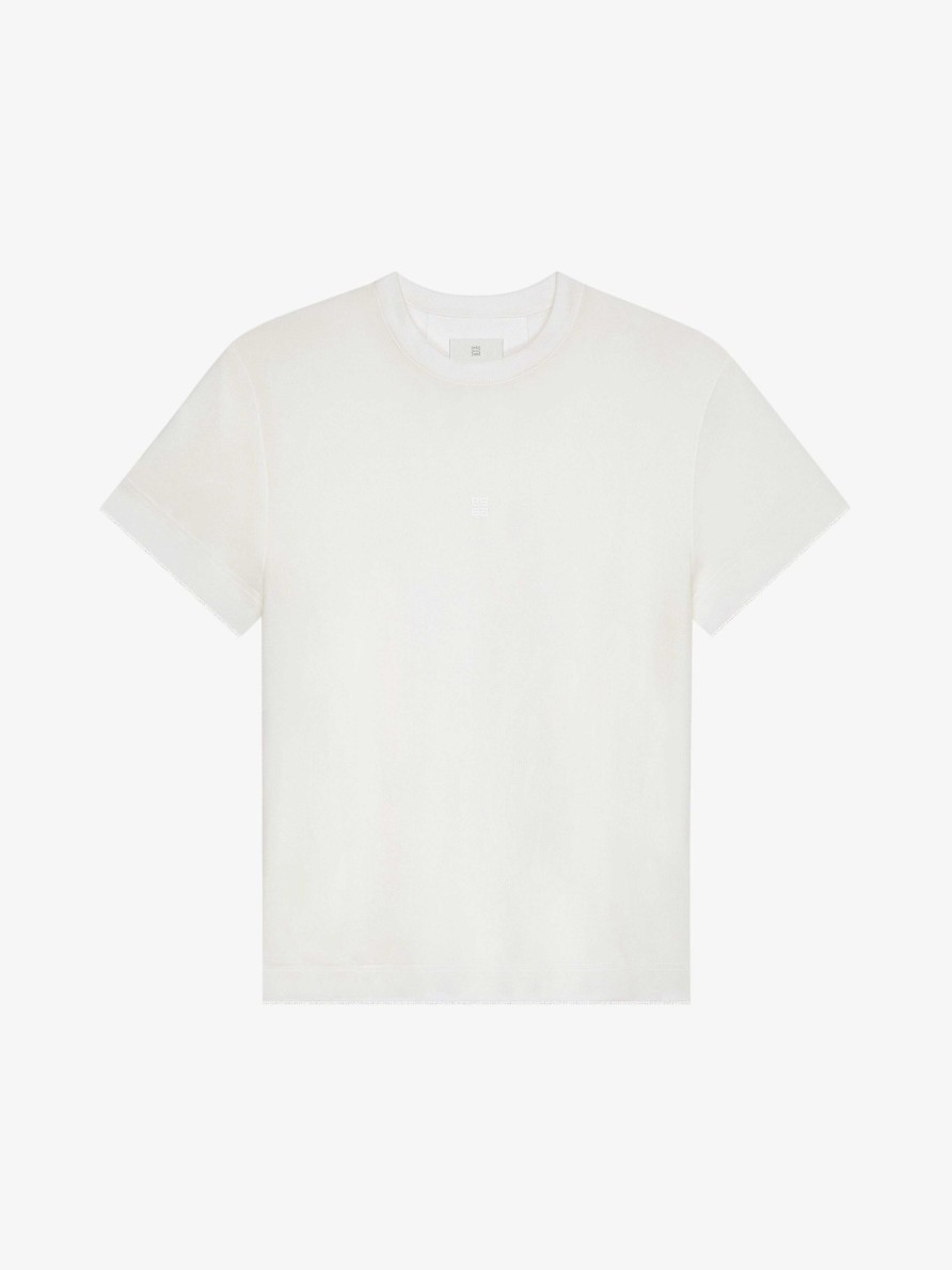 Donne Givenchy Magliette | T-Shirt Oversize A Doppio Strato In Seta Bianco