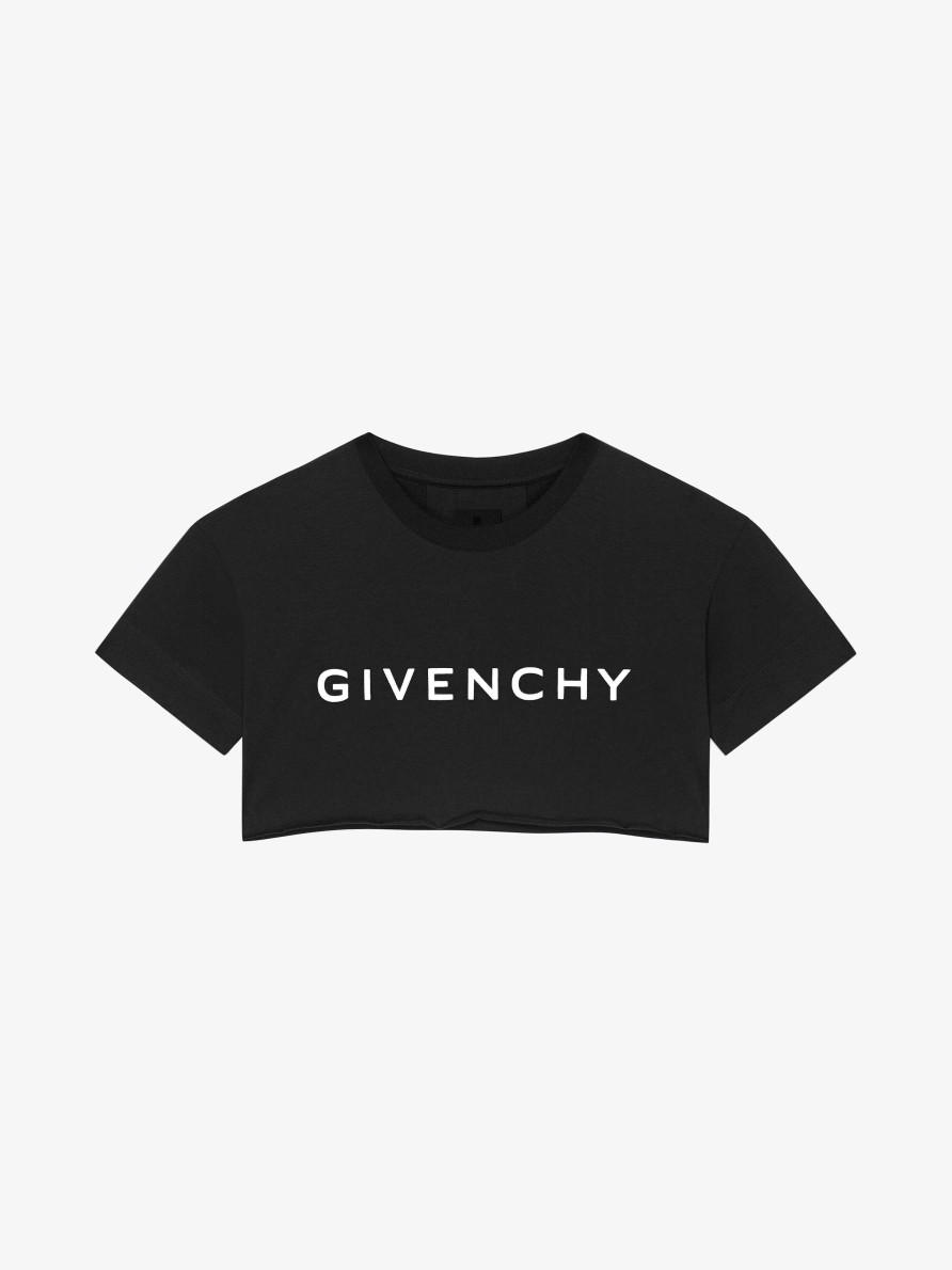 Donne Givenchy Magliette | T-Shirt Cropped Di Givenchy Archetype In Cotone Nero