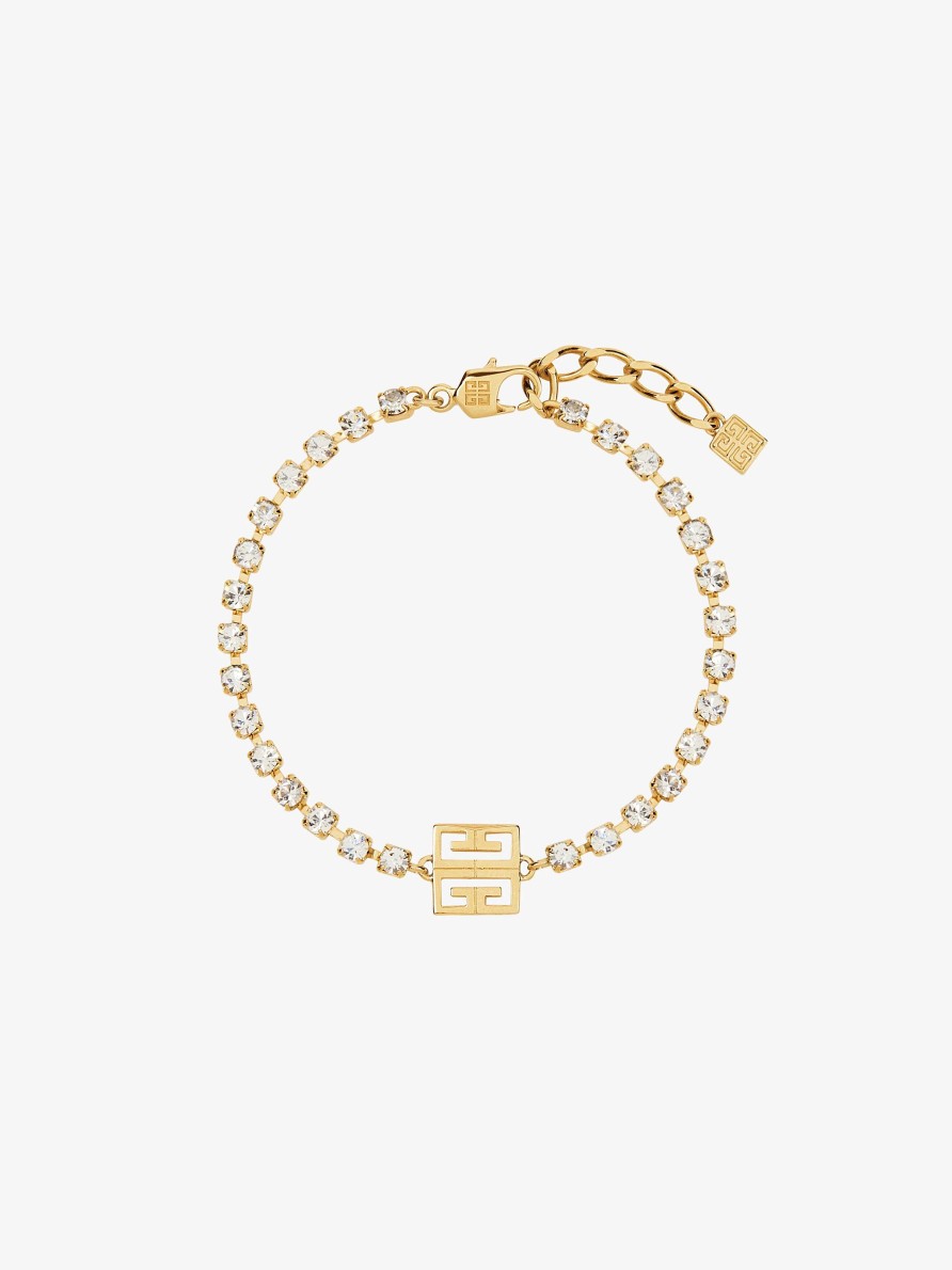 Donne Givenchy Gioielleria | Bracciale 4G In Metallo Con Cristalli Giallo Dorato