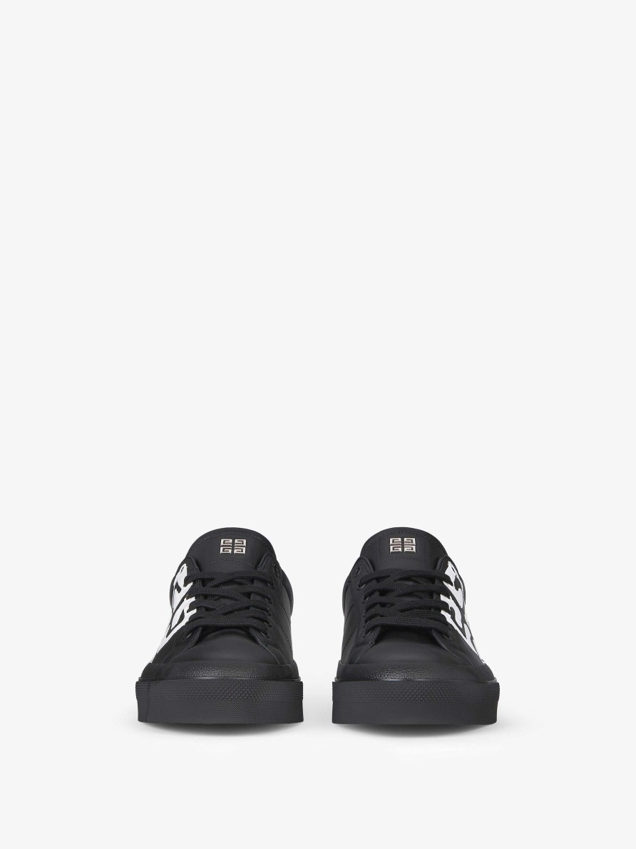 Uomini Givenchy Citta | Sneakers City Sport In Pelle Con Stampa Tag Effect 4G Nero Bianco