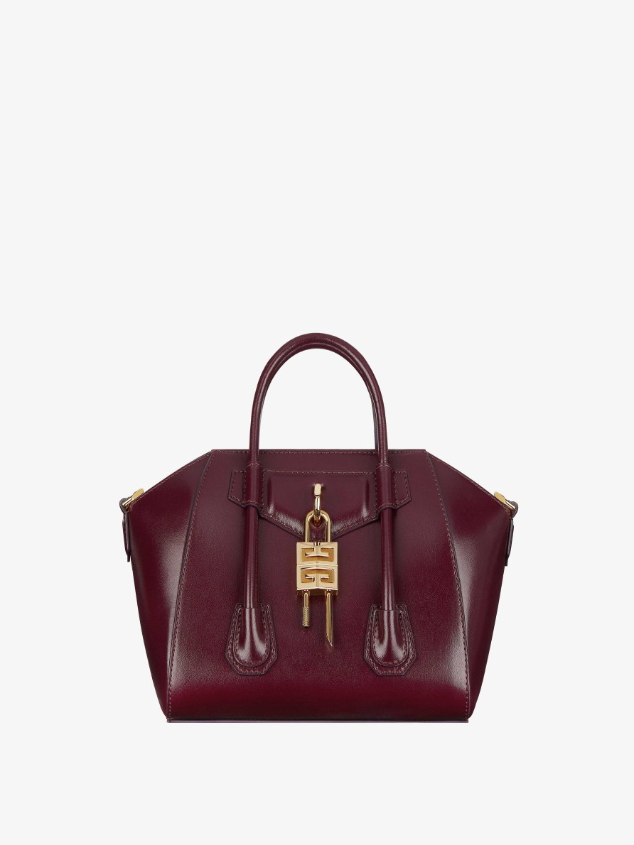 Donne Givenchy Borse Mini E Micro | Mini Borsa Con Chiusura Antigona In Pelle Box Rosso Sangue Di Bue