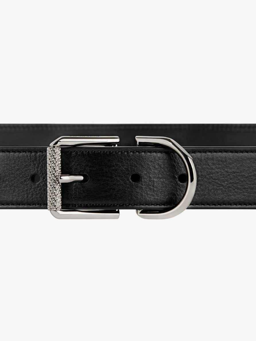 Uomini Givenchy Cinghie | Cintura Voyou In Pelle Nero