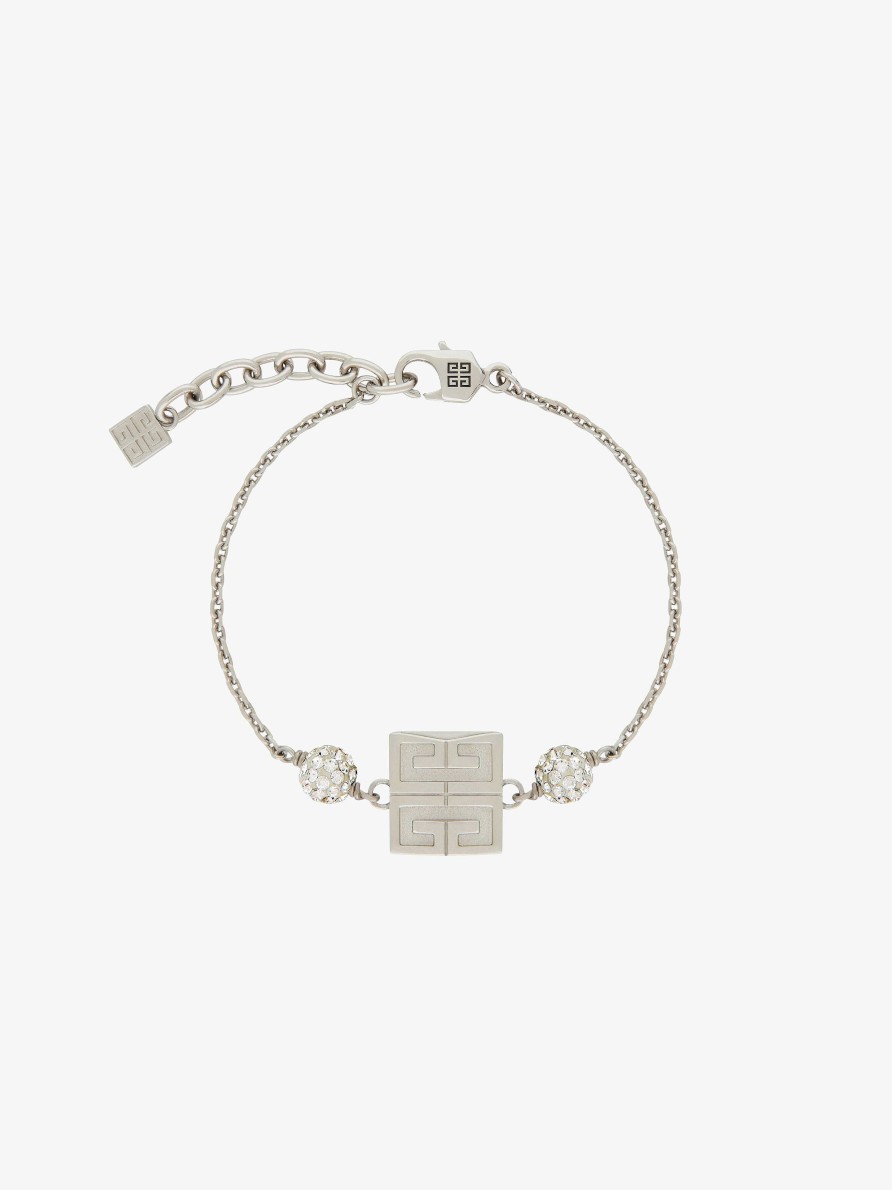 Donne Givenchy Gioielleria | Bracciale 4G In Metallo Con Cristalli Argenteo