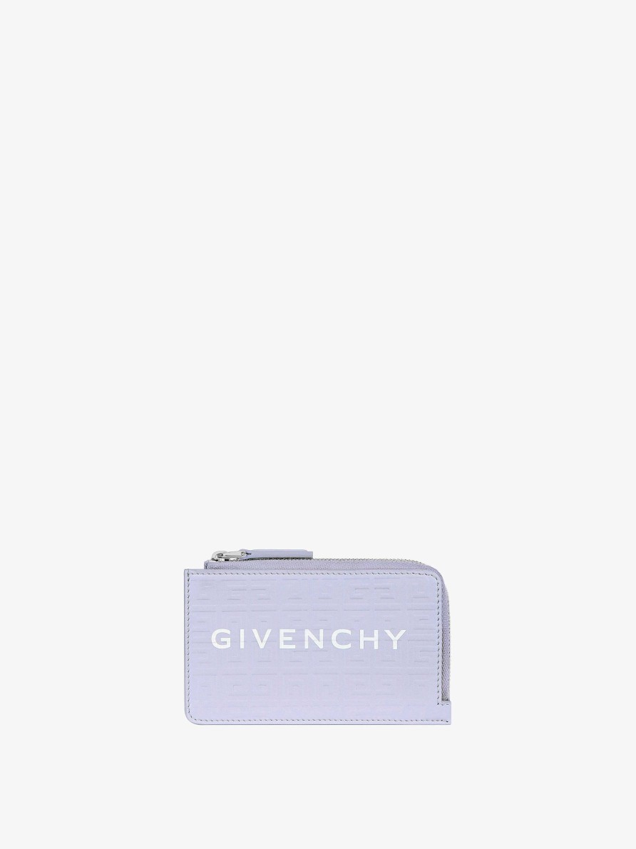 Donne Givenchy Piccola Pelletteria | Portacarte Con Cerniera G-Cut In Pelle 4G Lavanda