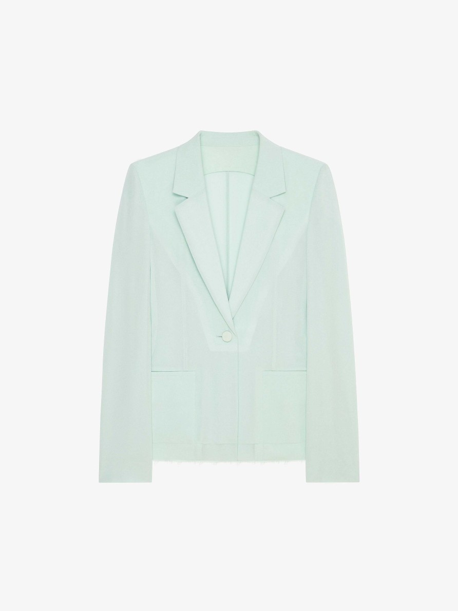 Donne Givenchy Giacche E Cappotti | Giacca Slim Fit In Seta Menta Verde