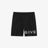 Uomini Givenchy Pantaloncini | Pantaloncini Da Bagno Lunghi Givenchy 4G Nero Bianco