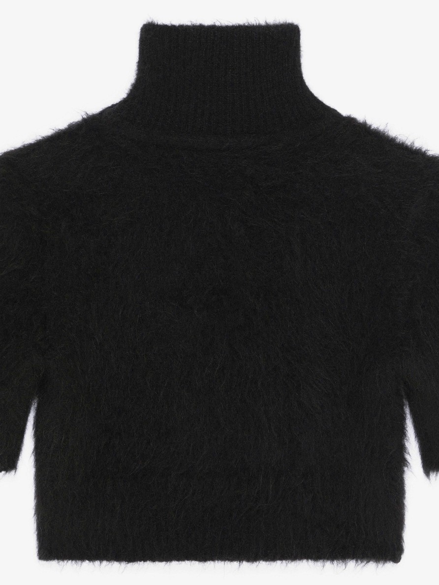 Donne Givenchy Maglieria | Maglione Cropped In Lana Di Alpaca Nero