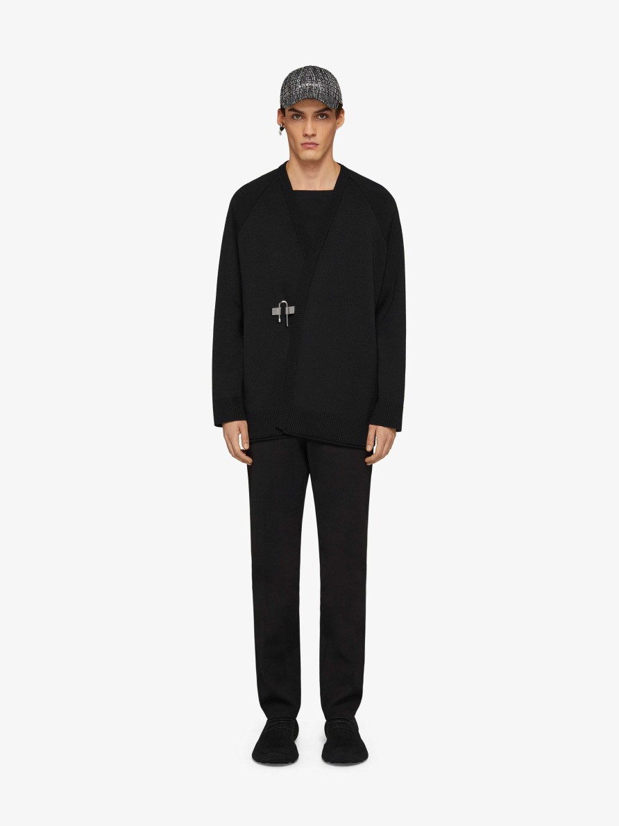 Uomini Givenchy Maglieria | Cardigan U-Lock In Lana E Seta Nero