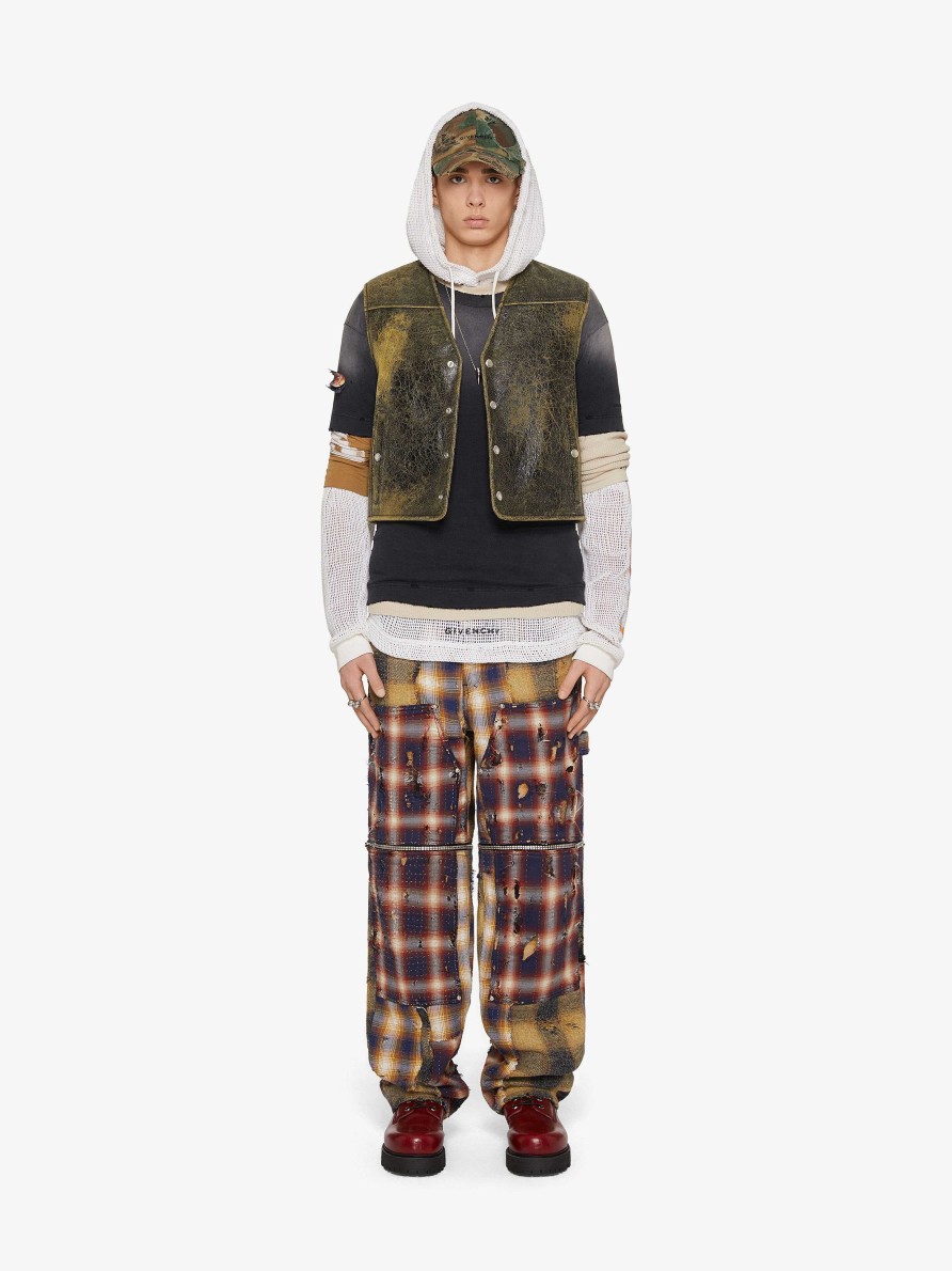 Uomini Givenchy Pantaloni | Pantaloni Staccabili Two In One In Denim Destroyed Effetto Boro Multicolore