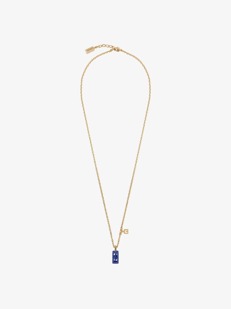 Uomini Givenchy Gioielleria | Collana G Cube In Metallo E Smalto Blu Reale