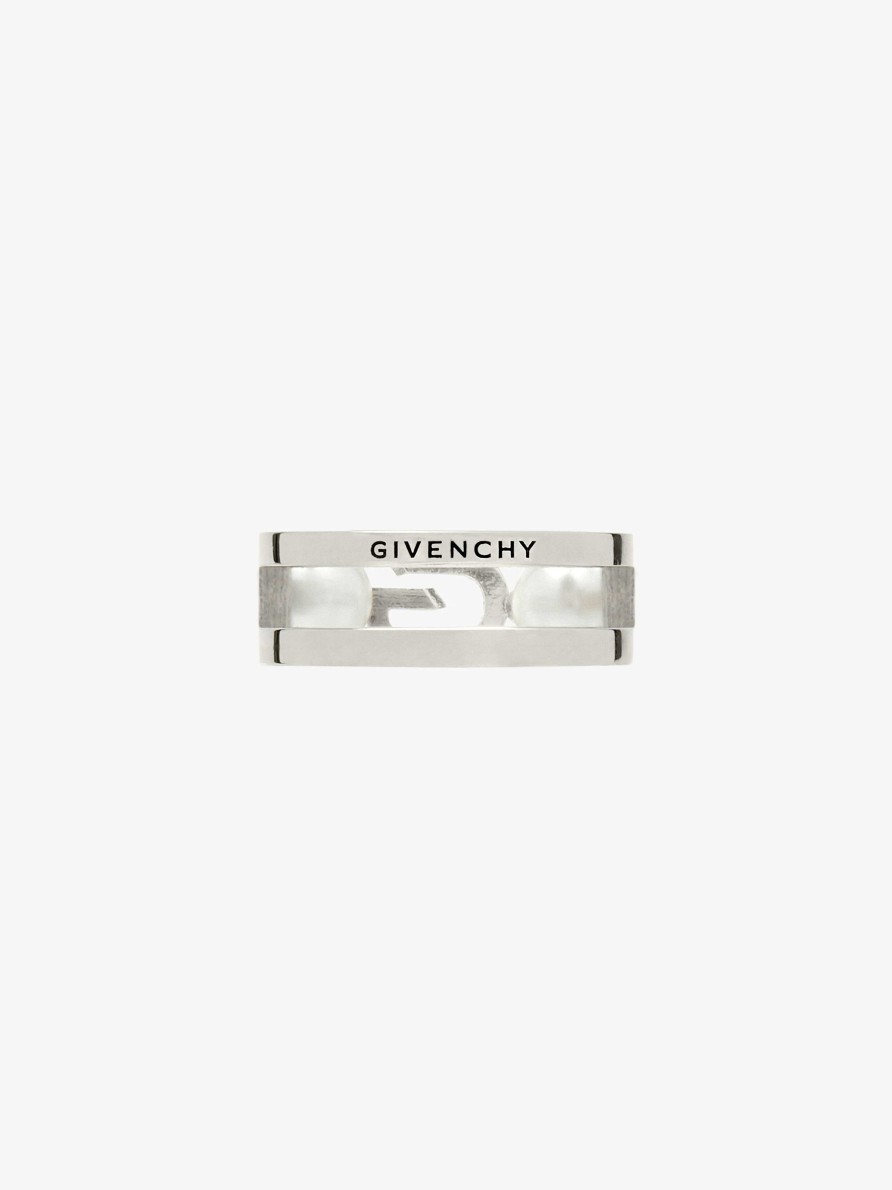 Donne Givenchy Gioielleria | Anello G Link In Metallo Con Perle Bianco/Argento