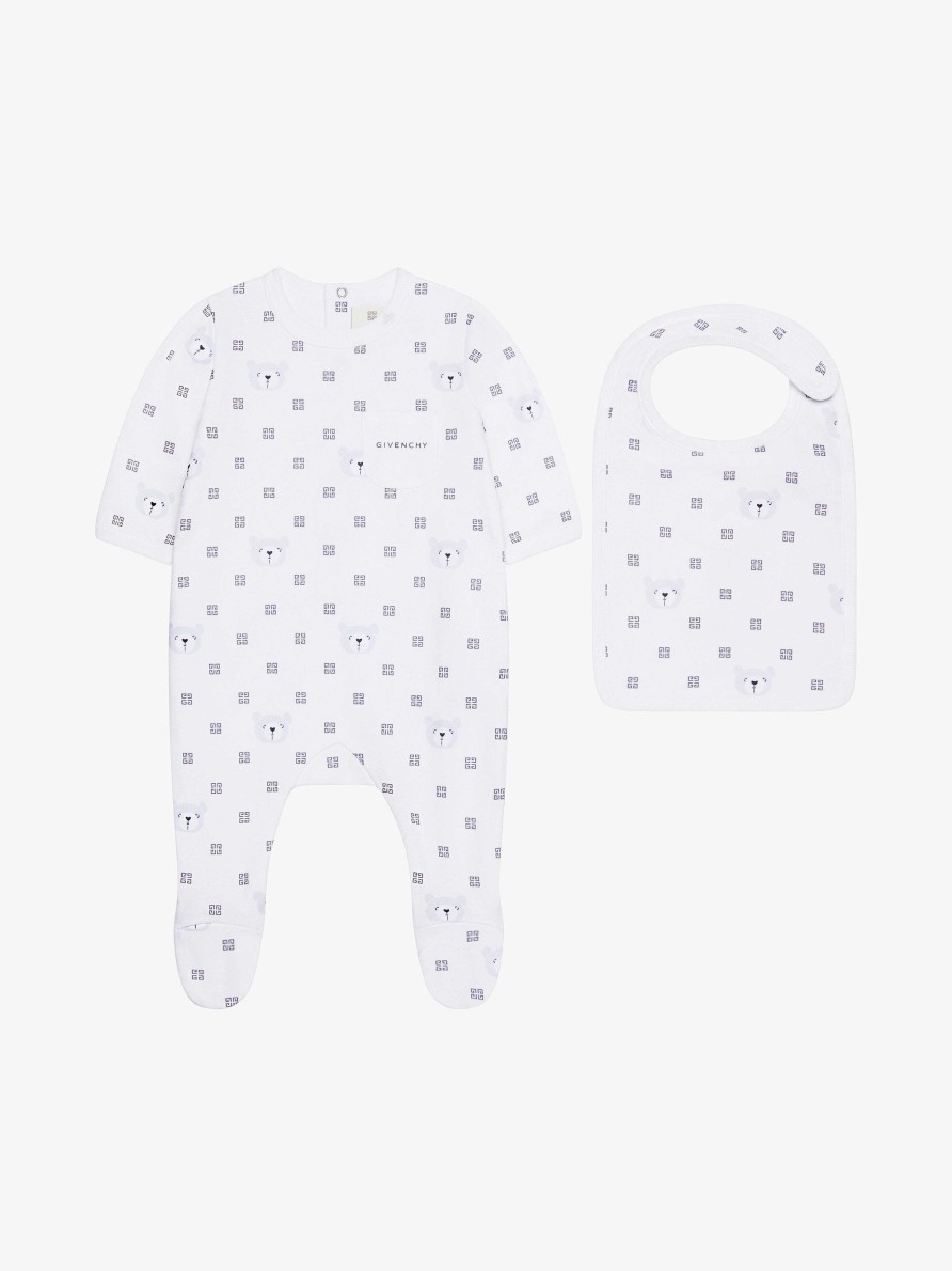 Uomini Givenchy Bambino (Da 1 Mese A 3 Anni) | Set Regalo Pigiama, Bavaglino E Custodia In Cotone 4G Bianco