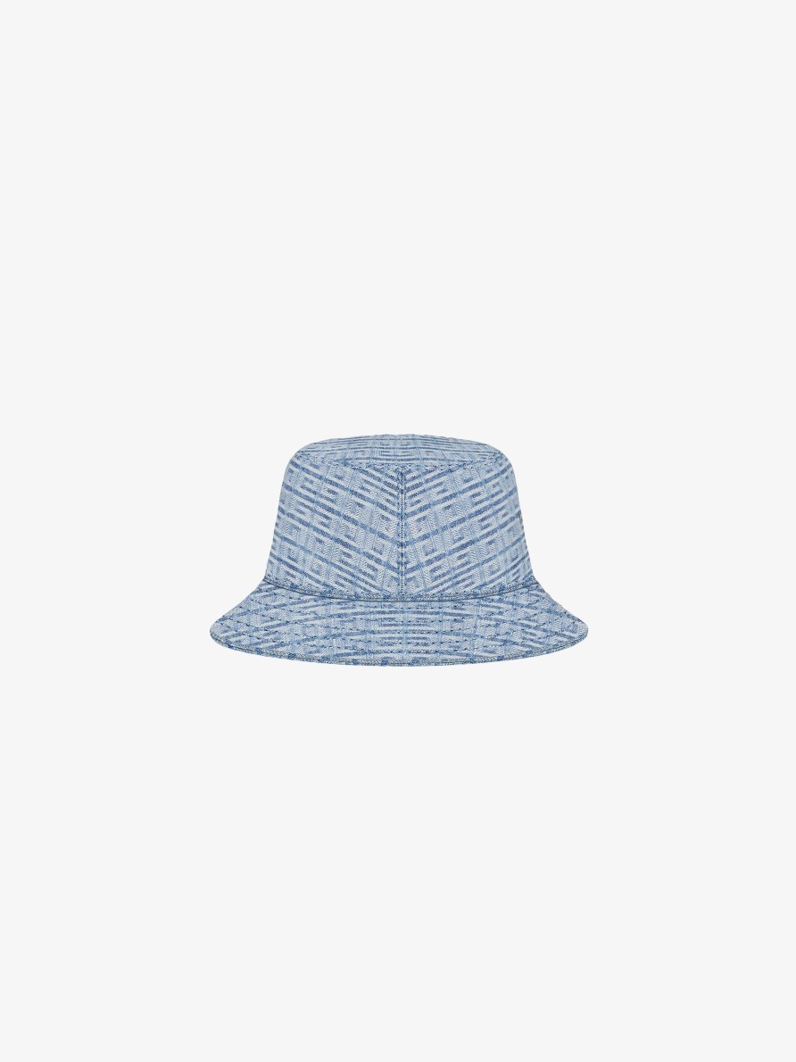 Uomini Givenchy Berretti E Berretti | Cappello Da Pescatore Givenchy In Denim 4G Azzurro