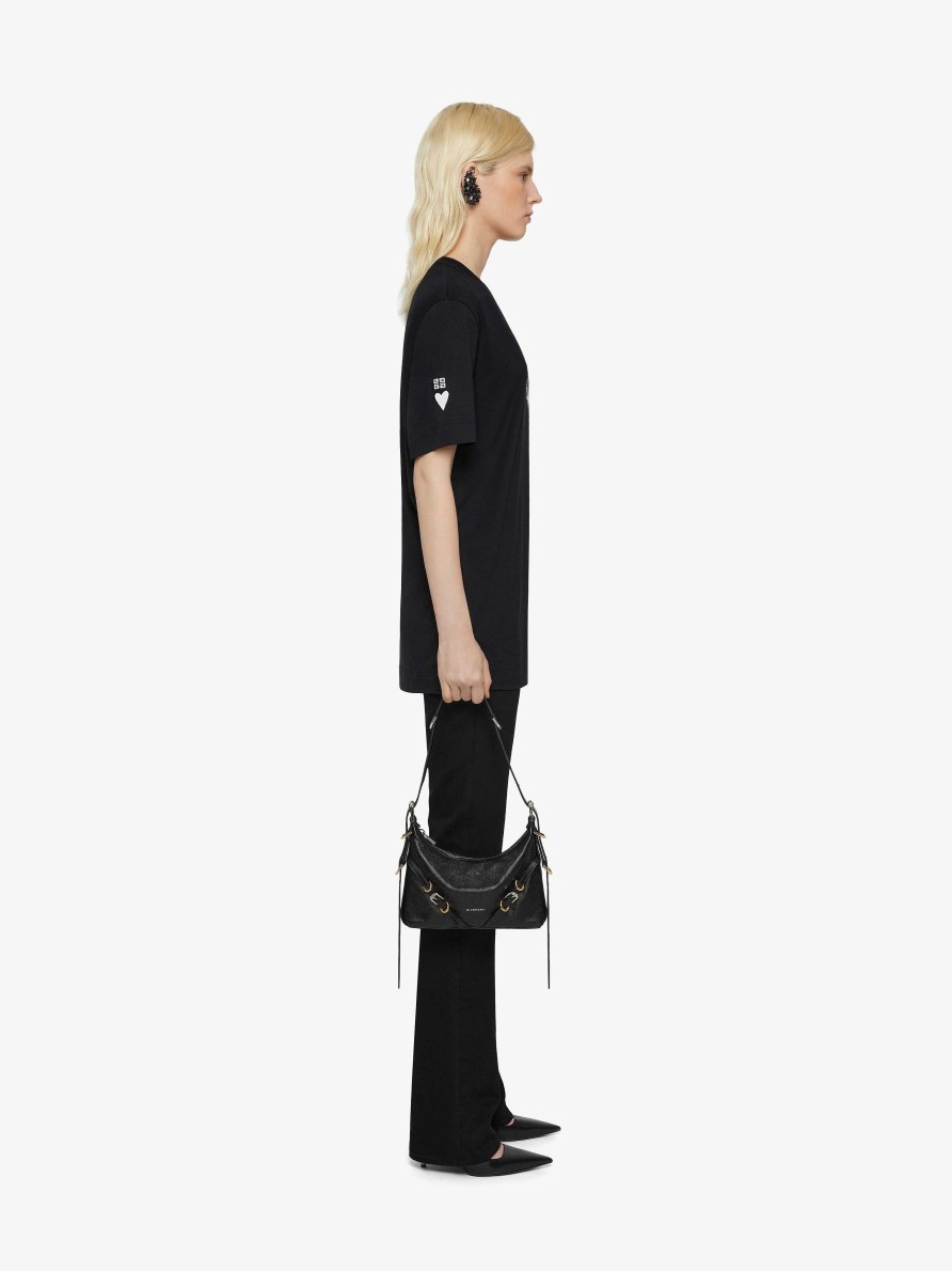 Donne Givenchy Magliette | T-Shirt Dalla Vestibilita Ampia In Cotone Con Stampa Givenchy Love Nero