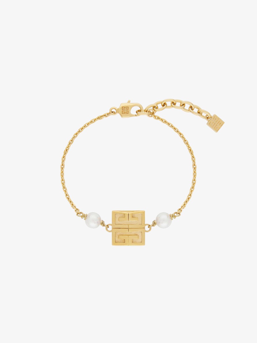 Donne Givenchy Gioielleria | Bracciale 4G In Metallo Con Perle Giallo Dorato