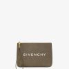 Donne Givenchy Piccola Pelletteria | Busta Grande In Tela Lavata Cachi Scuro