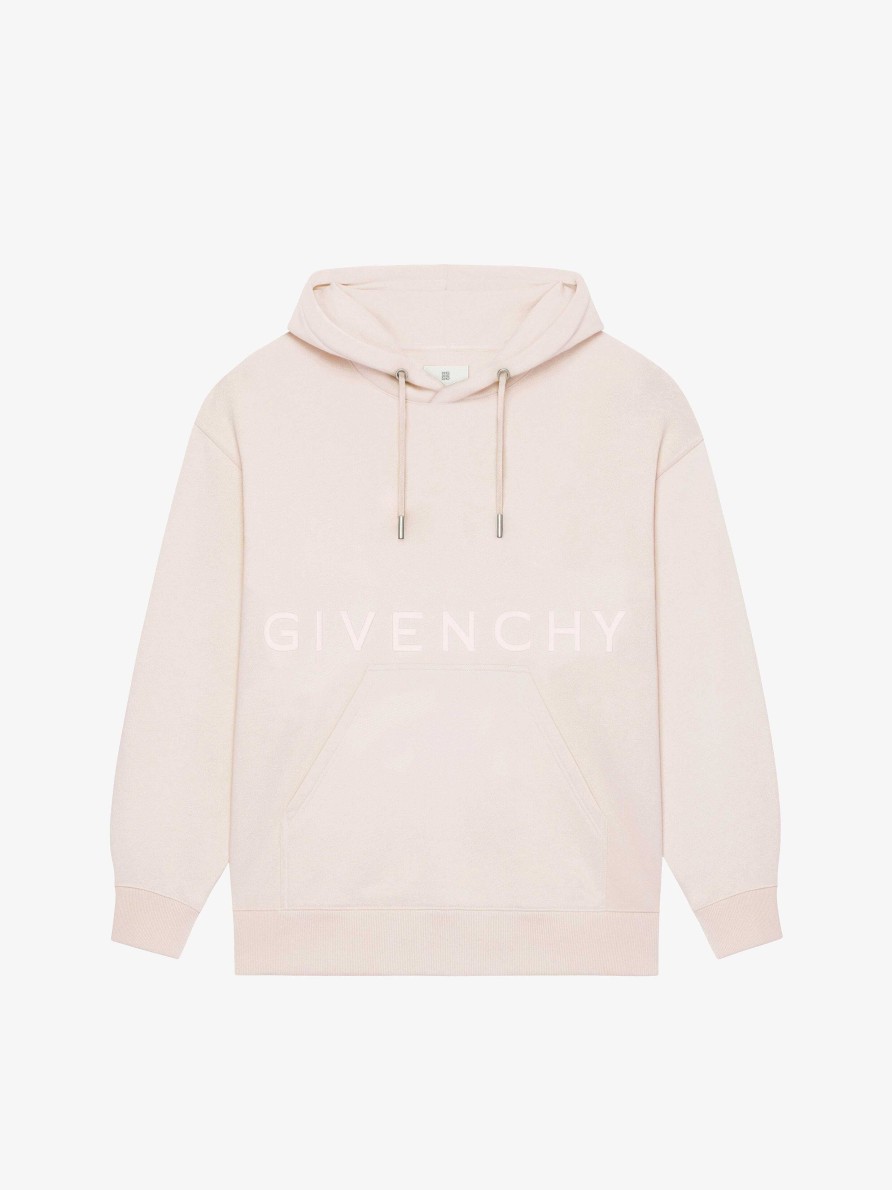 Uomini Givenchy Felpe E Felpe Con Cappuccio | Felpa Con Cappuccio Slim Fit Givenchy 4G In Pile Rosa Nudo