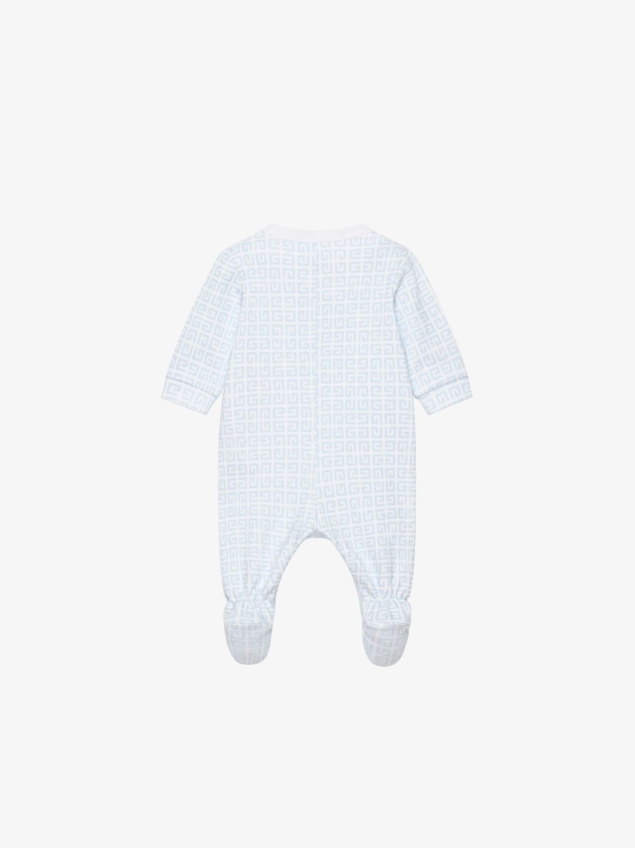 Uomini Givenchy Bambino (Da 1 Mese A 3 Anni) | Pigiama Givenchy 4G In Cotone Azzurro/Bianco