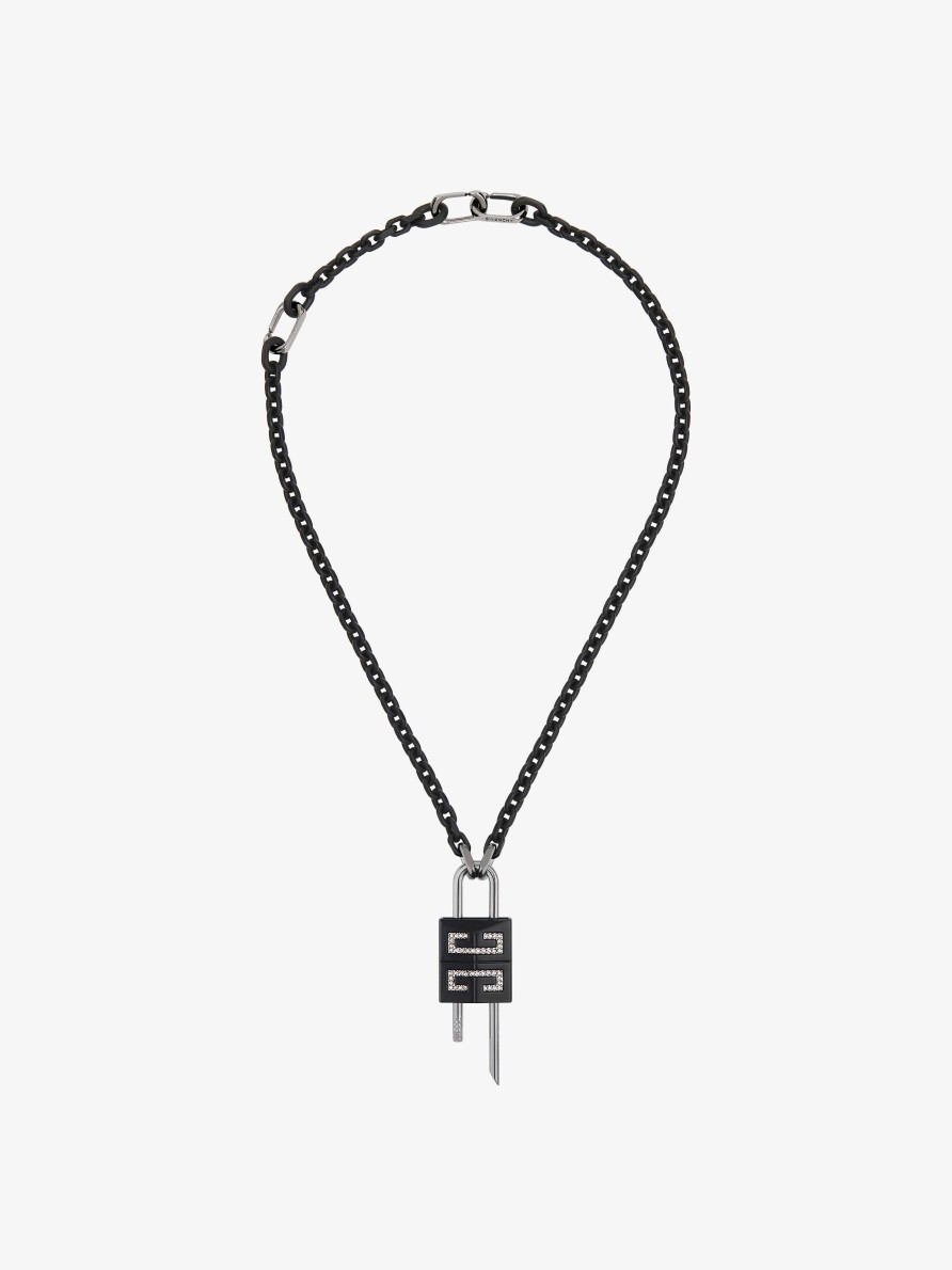 Uomini Givenchy Gioielleria | Collana Piccola Con Chiusura In Metallo Con Cristalli Nero/Argento