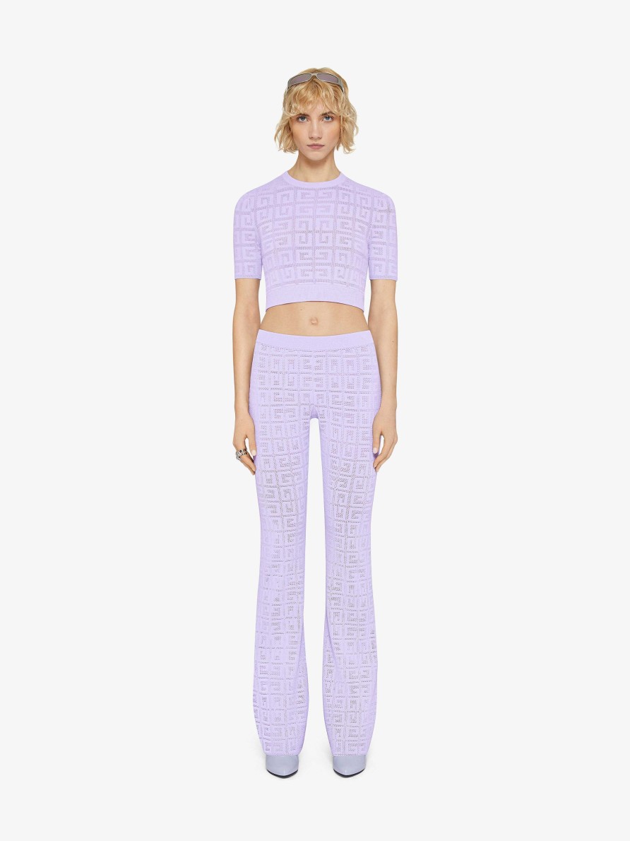 Donne Givenchy Pantaloni | Pantaloni A Zampa In Jacquard 4G Lavanda