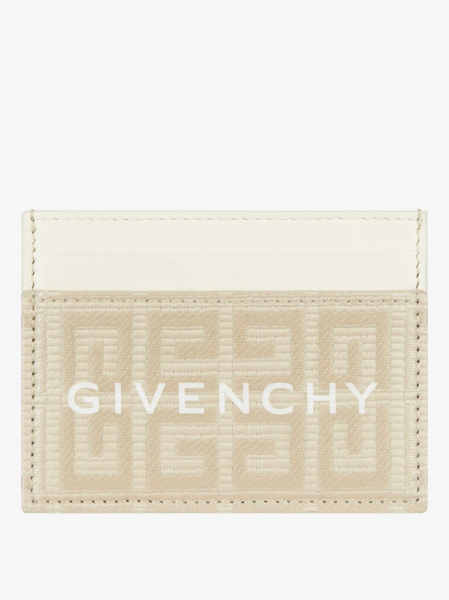 Donne Givenchy Piccola Pelletteria | Portacarte G-Cut In Tela Spalmata 4G E Pelle Beige Naturale