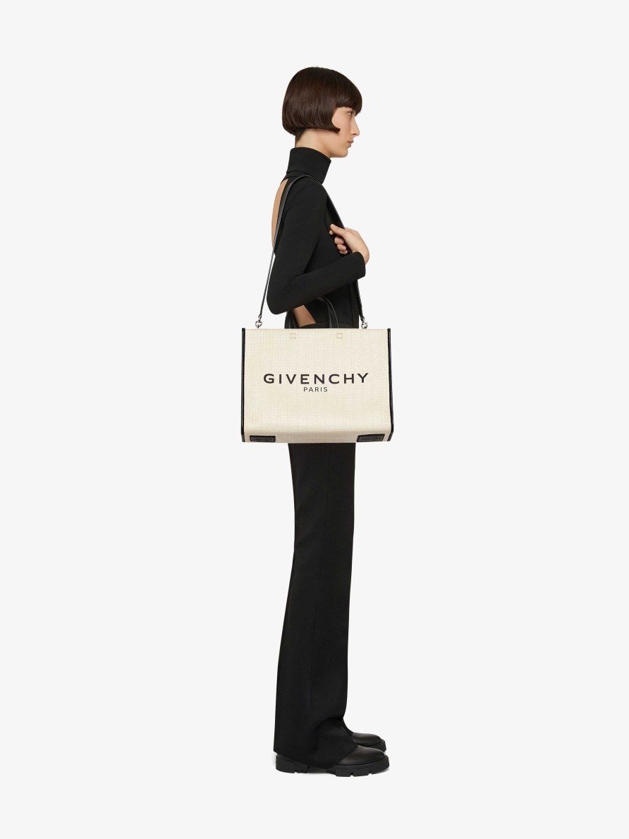 Donne Givenchy Borsa G | Borsa Shopping G-Tote Media In Tela Spalmata 4G Avorio