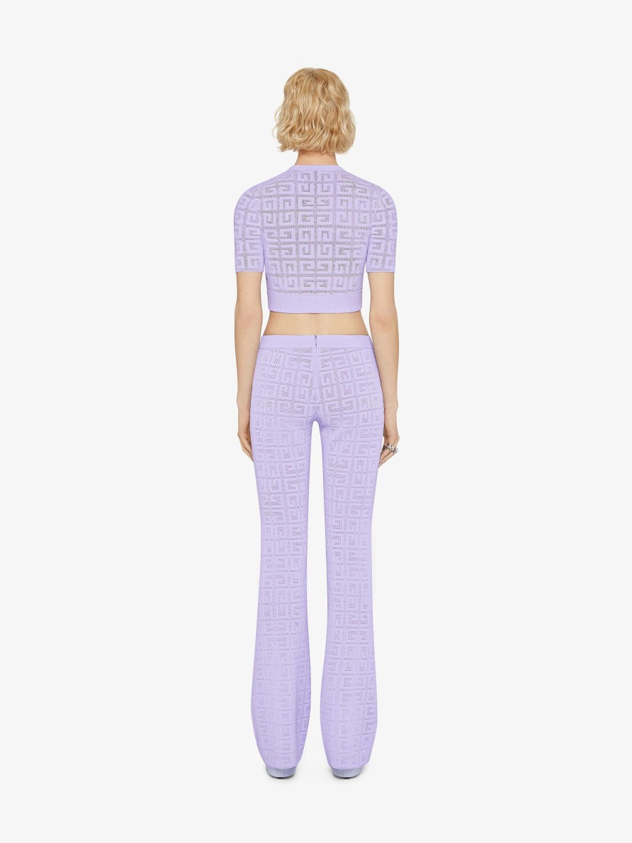 Donne Givenchy Maglieria | Maglia Cropped In Jacquard 4G Lavanda