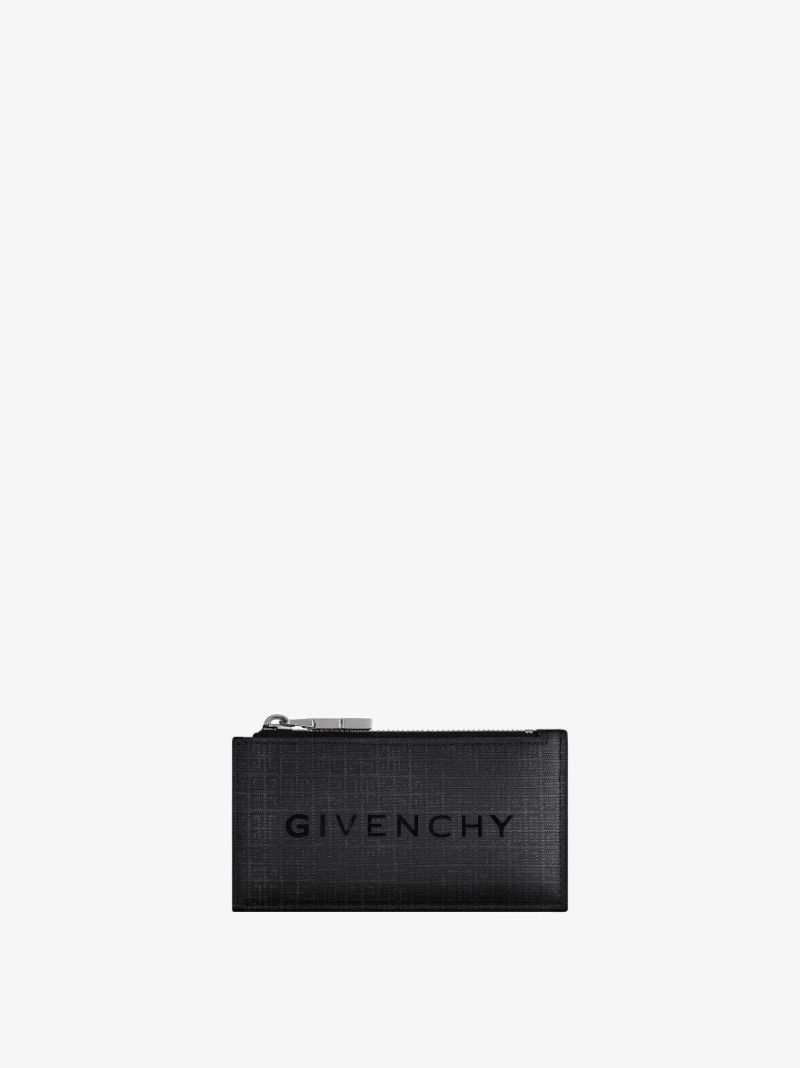 Uomini Givenchy Piccola Pelletteria | Portafoglio Con Cerniera Givenchy In Nylon 4G Nero