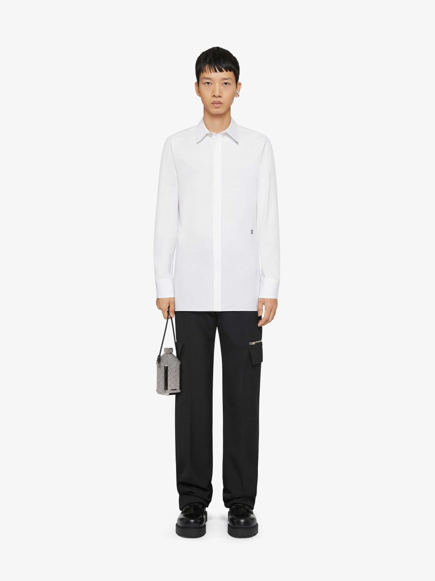 Uomini Givenchy Camicie | Camicia In Popeline Bianco Nero