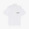 Uomini Givenchy Camicie | Camicia In Popeline Con Stampa Givenchy World Tour Bianco