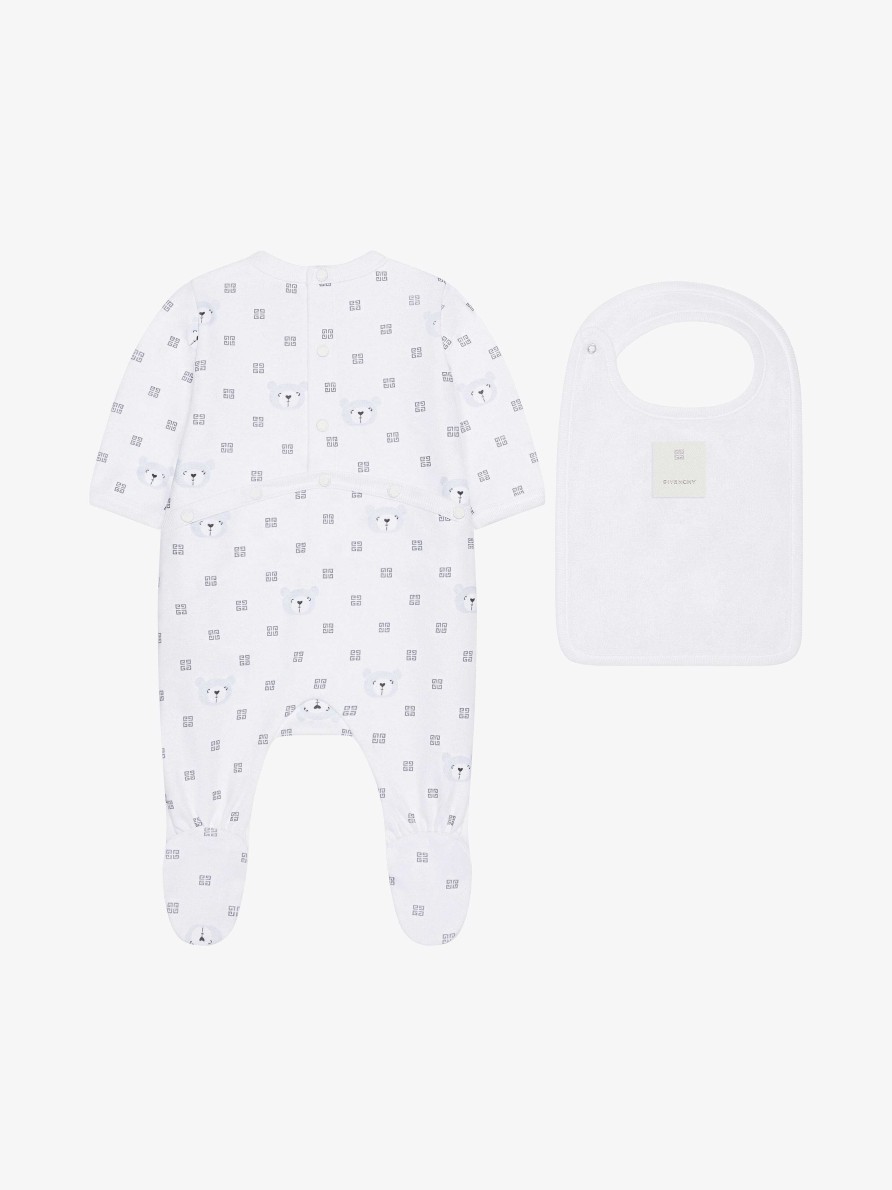 Uomini Givenchy Bambino (Da 1 Mese A 3 Anni) | Set Regalo Pigiama, Bavaglino E Custodia In Cotone 4G Bianco