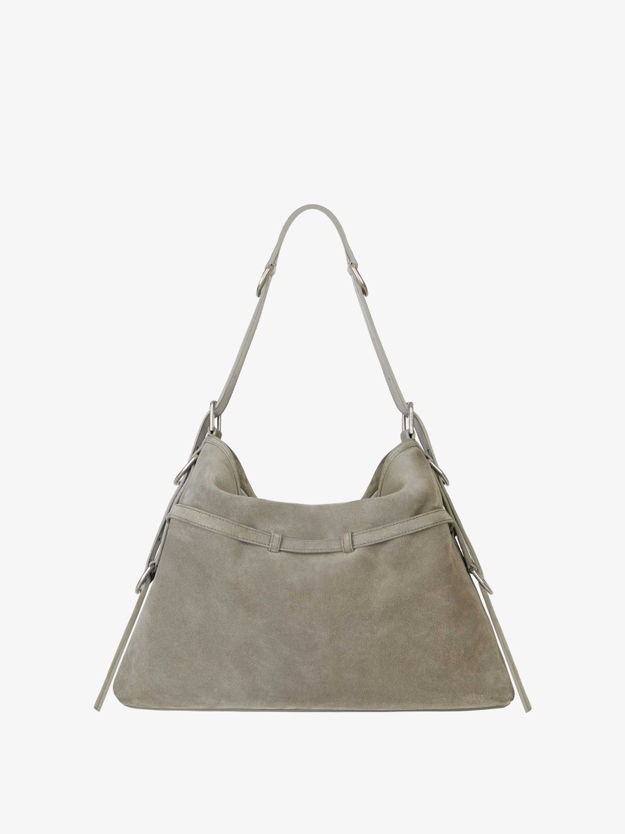 Donne Givenchy Voi | Borsa Voyou Media In Pelle Scamosciata Grigio Medio