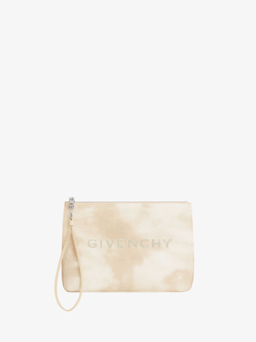 Donne Givenchy Piccola Pelletteria | Pochette Da Viaggio Givenchy In Tela Tie And Dye Oro Polveroso