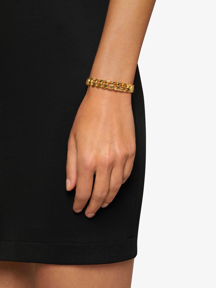 Donne Givenchy Gioielleria | Bracciale Aperto Con Catena G Giallo Dorato