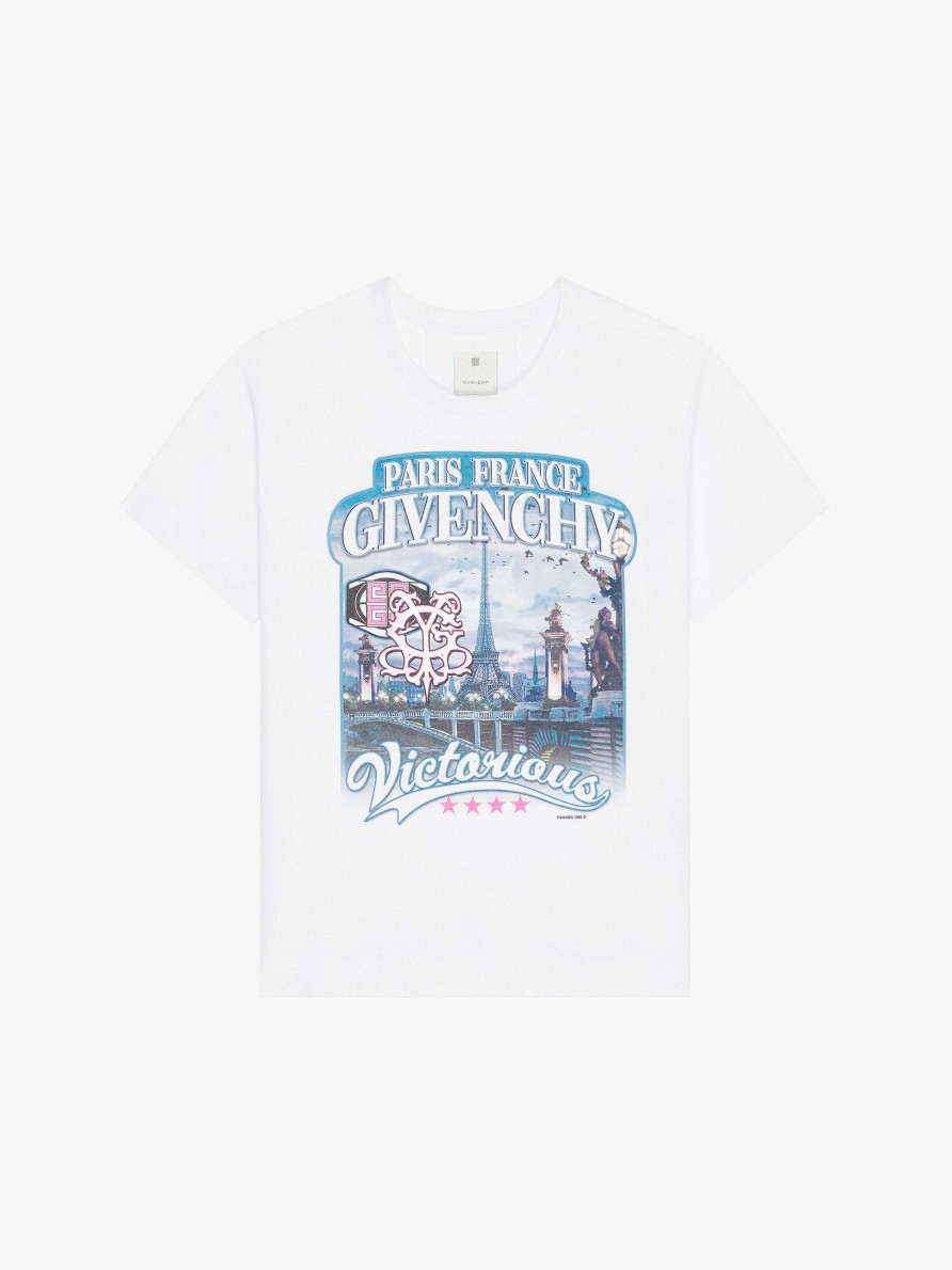 Uomini Givenchy Magliette | T-Shirt Boxy Fit Di Givenchy World Tour In Cotone Bianco