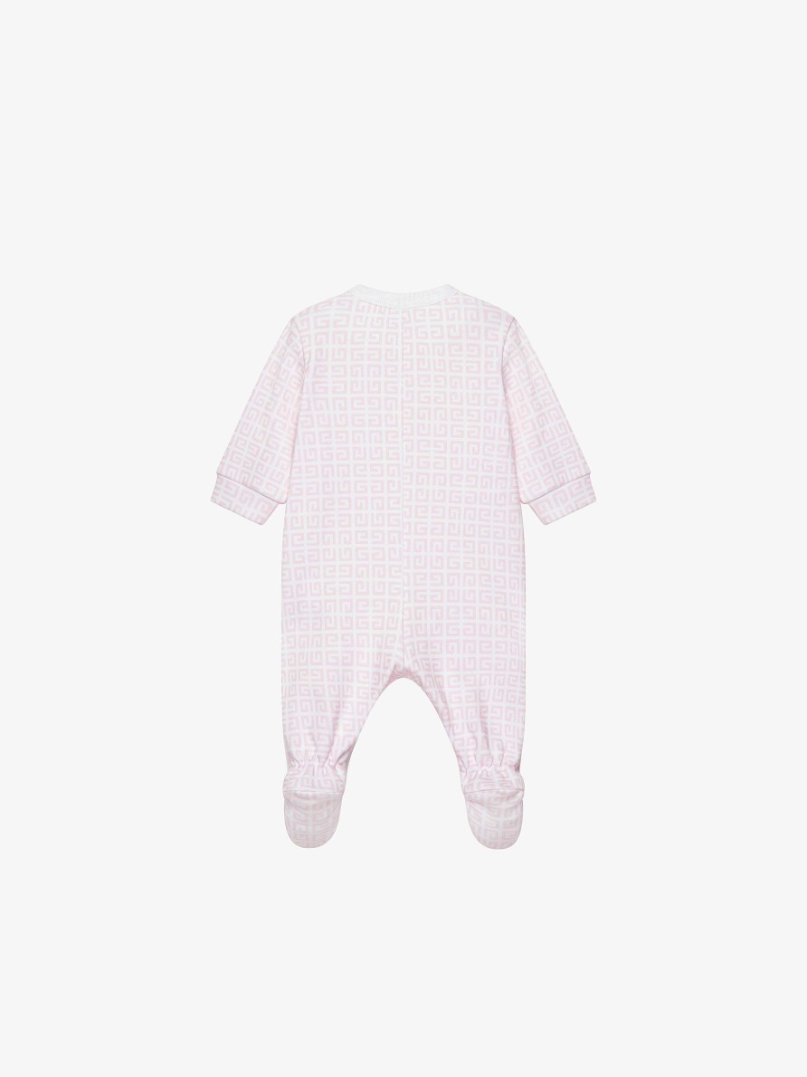 Uomini Givenchy Bambino (Da 1 Mese A 3 Anni) | Pigiama Givenchy 4G In Cotone Rosa Pallido/Bianco