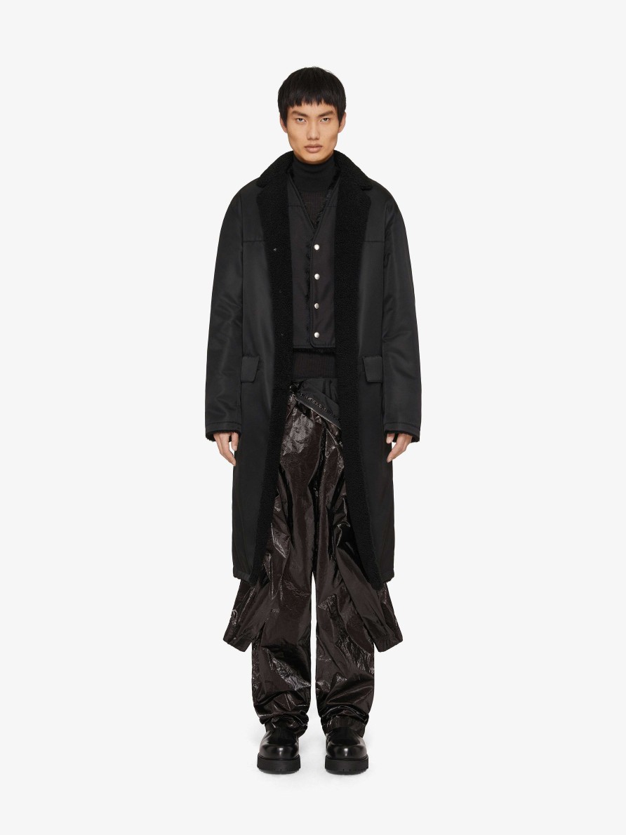 Uomini Givenchy Giacche E Cappotti | Cappotto Lungo Con Fodera In Shearling Nero