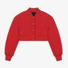 Donne Givenchy Capispalla E Giubbotti | Giacca Varsity Corta In Lana Cotta Rosso