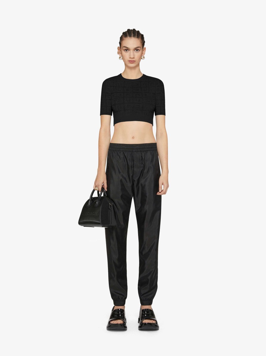 Donne Givenchy Maglieria | Maglia Cropped In Jacquard 4G Nero