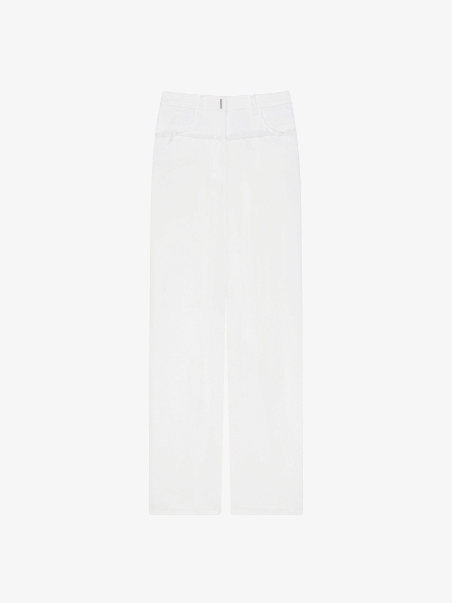 Donne Givenchy Pantaloni | Jeans Oversize In Denim Misto Bianco