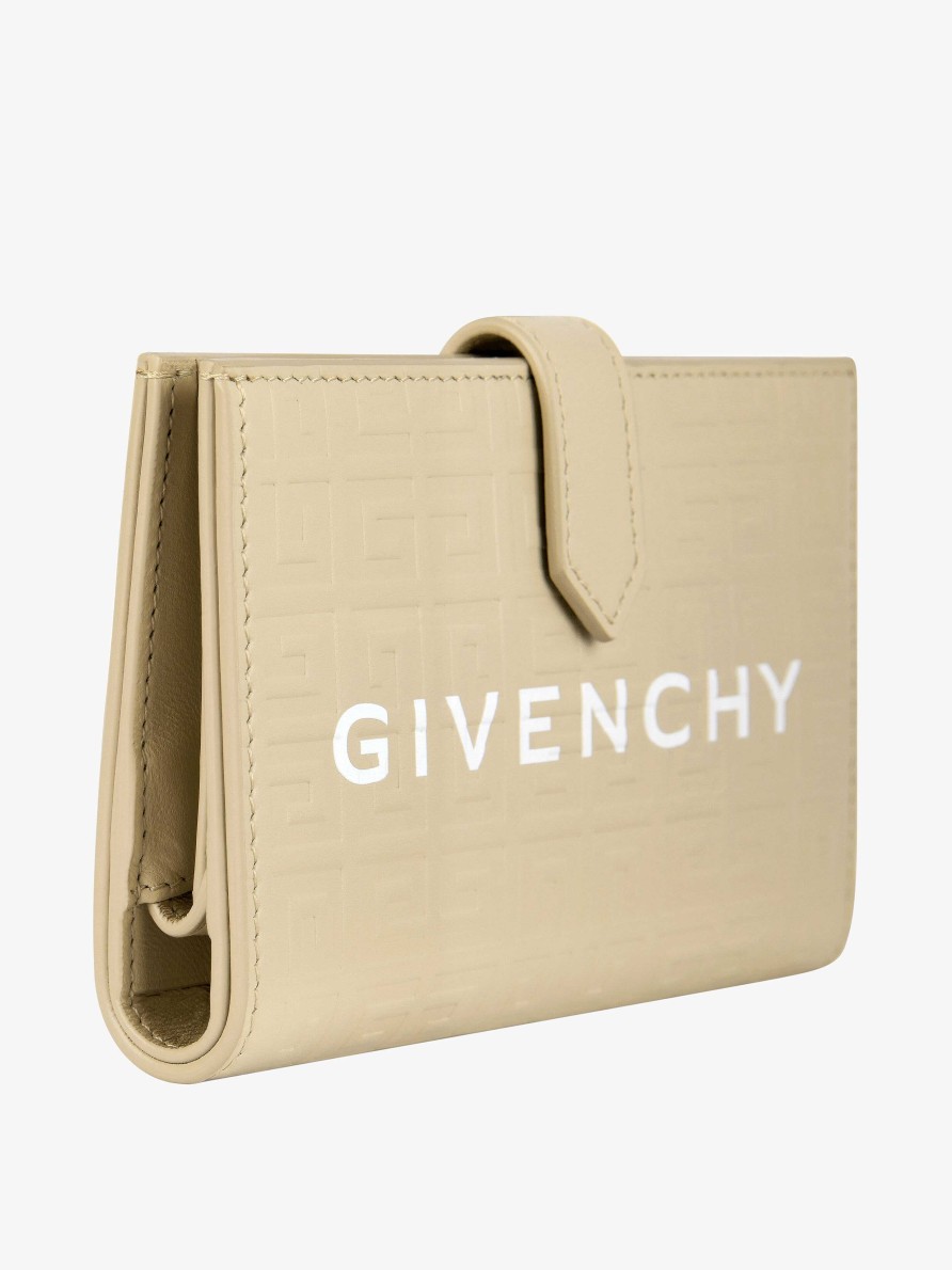 Donne Givenchy Piccola Pelletteria | Portafoglio G-Cut In Pelle 4G Beige Naturale