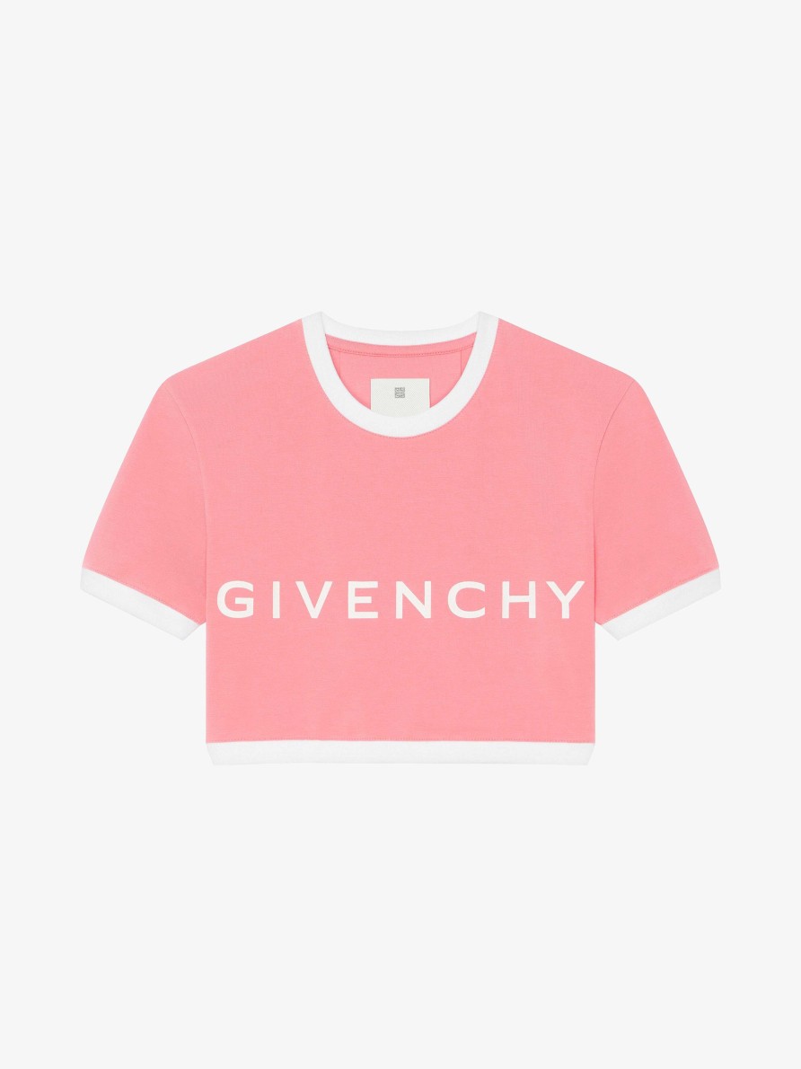 Donne Givenchy Magliette | T-Shirt Cropped Di Givenchy In Cotone Fenicottero