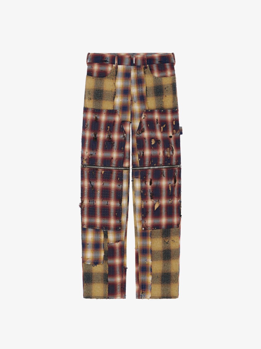 Uomini Givenchy Pantaloni | Pantaloni Staccabili Two In One In Denim Destroyed Effetto Boro Multicolore