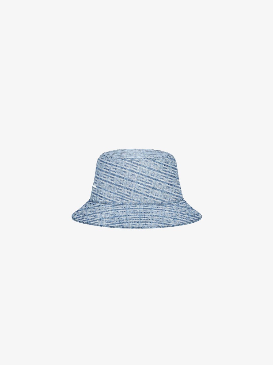 Uomini Givenchy Berretti E Berretti | Cappello Da Pescatore Givenchy In Denim 4G Azzurro