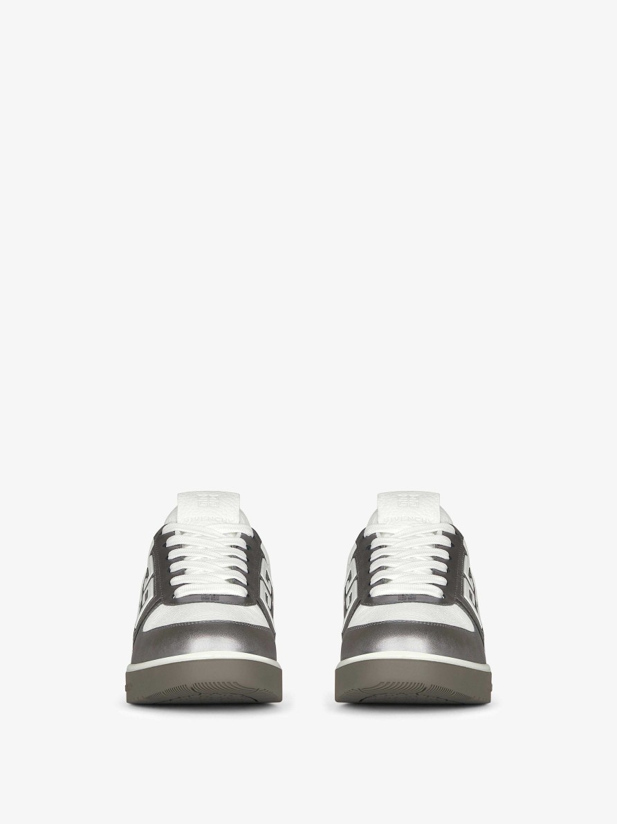 Donne Givenchy Scarpe Da Ginnastica | Sneakers G4 In Pelle Laminata Bianco/Argento