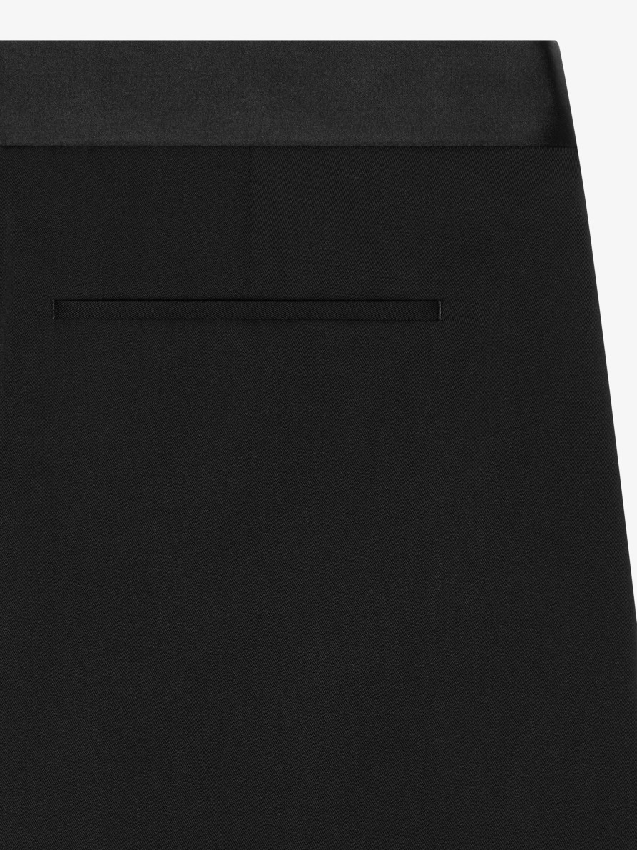 Uomini Givenchy Pantaloni | Pantaloni Sartoriali In Lana Con Cintura In Raso Nero