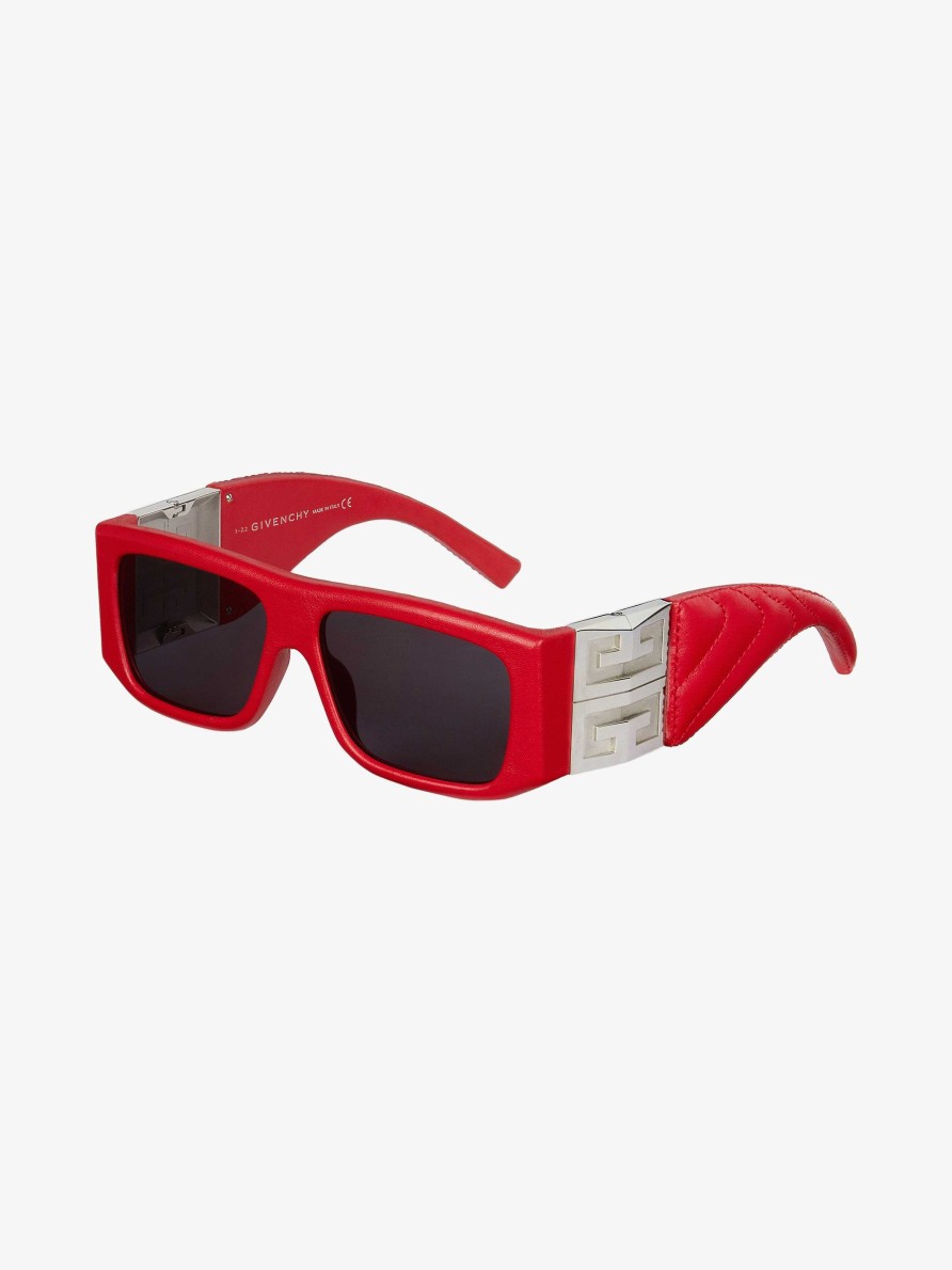 Donne Givenchy Occhiali Da Sole | Occhiali Da Sole 4G Unisex In Pelle Trapuntata E Acetato Rosso