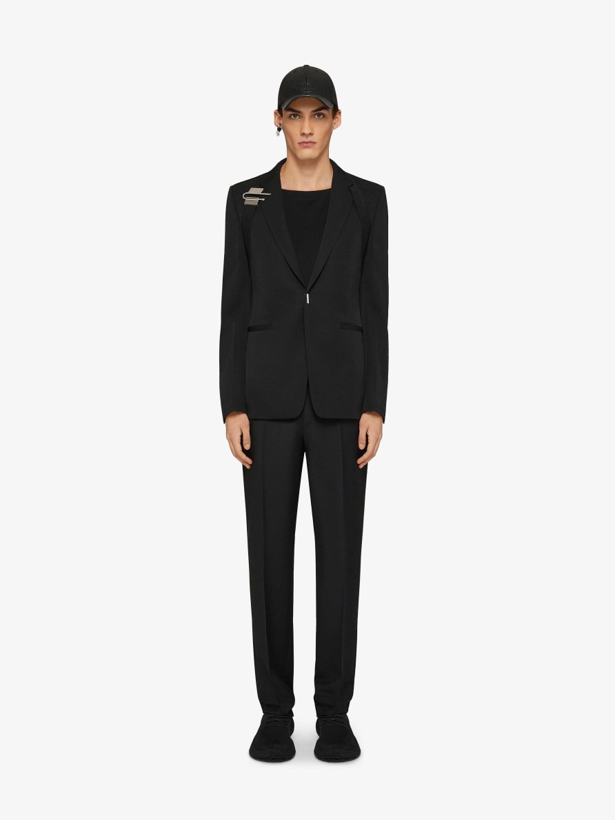 Uomini Givenchy Giacche E Cappotti | Giacca Slim Fit In Lana E Mohair Con Pettorina U-Lock Nero