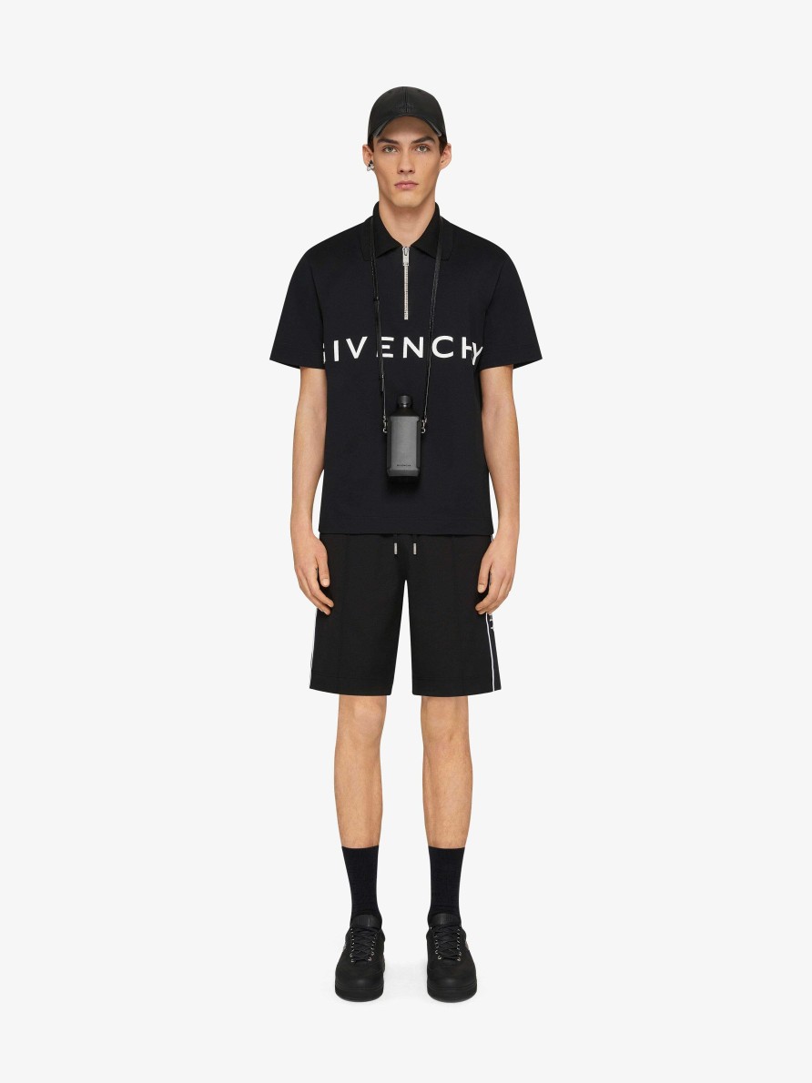 Uomini Givenchy Pantaloncini | Bermuda In Felpa Con Bande Givenchy Nero